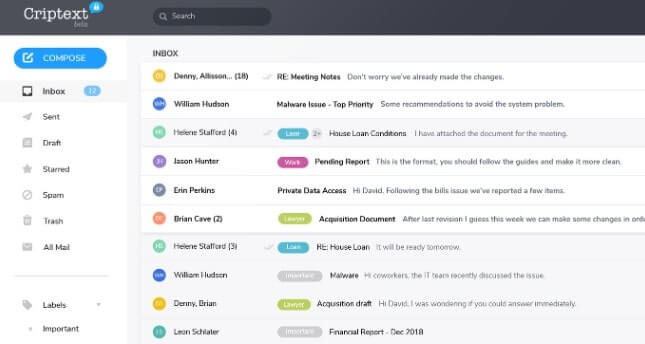 Criptext parecido a Gmail
