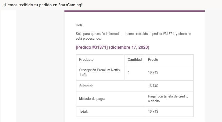 Stargaming pedido 